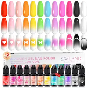 SAVILAND Airbrush Gel Nail Polish: Create Gradient Blush High Color Saturation Patterns Perfect Home Salon Cuticle Care Festival Gift