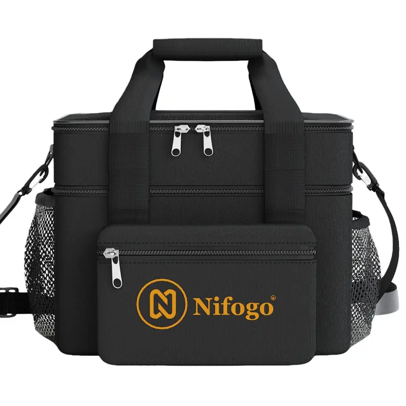 Nifogo 15L Double Layer Insulated Lunch Bags for Women - Thermal, Leakproof, Water Resistant, Portable Outdoor Cooler Tote, Large Capacity, Versatile Bento Bag for Work & Picnic