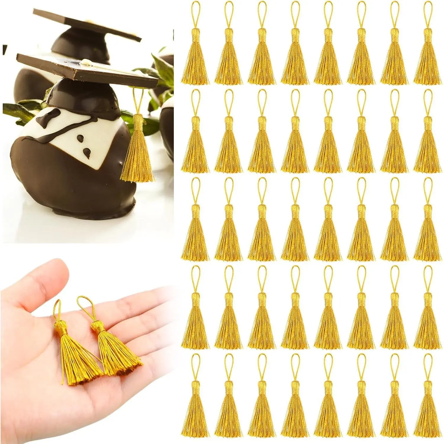 100 count Mini Bookmark Tassels 2.4 Inch Silky   Tassel Silky Floss Small Crafts for Craft Accessory  Tags   Making()