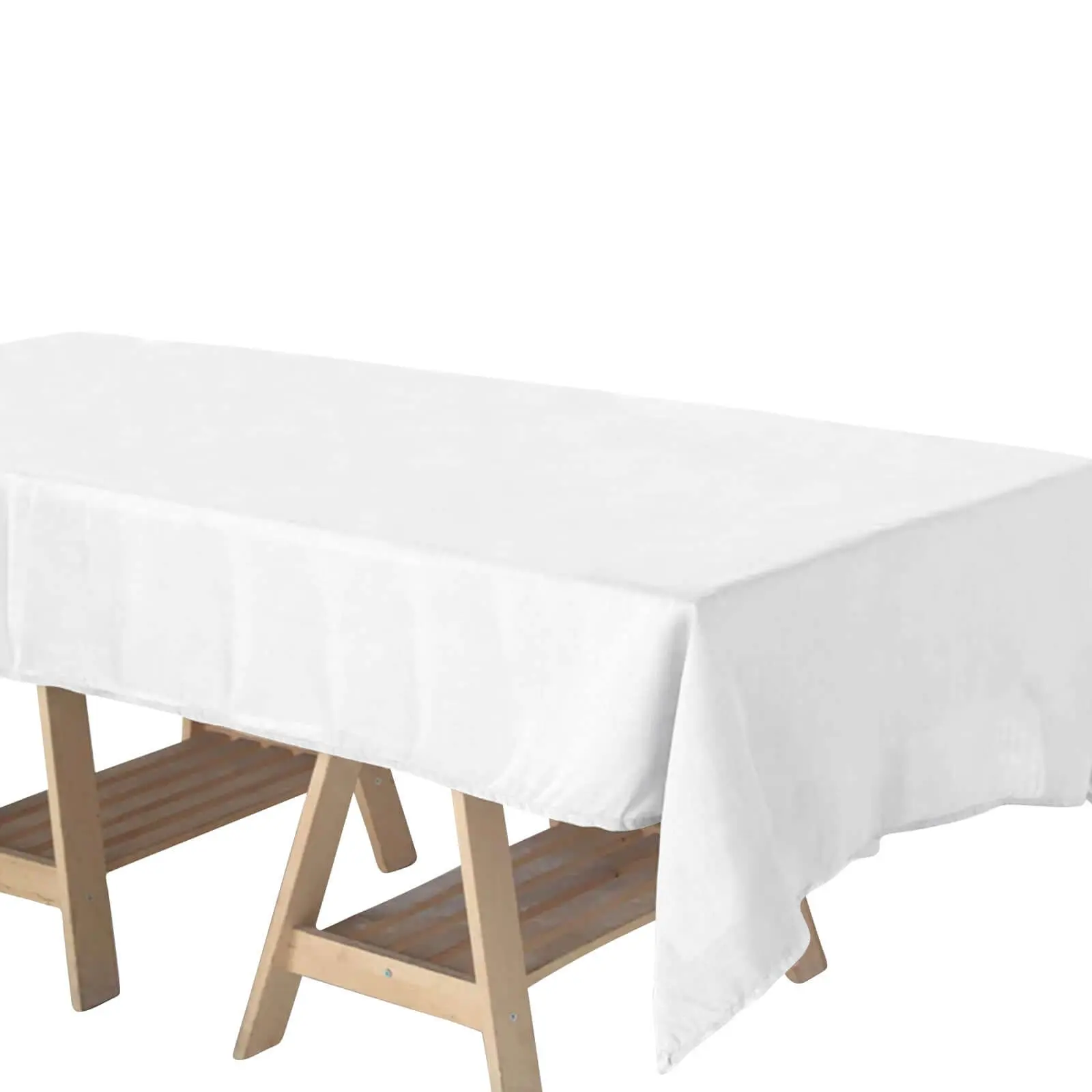 60"x102" White Faux Linen Rectangle Tablecloth - Slubby Textured, Wrinkle Resistant Outdoor Table Cover for Weddings, Craft Shows, Shabby Chic Decor