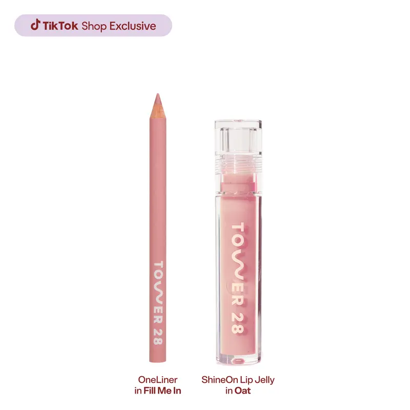 Tower 28 Line + Shine Lip Kit, Limited-Edition Lip Liner and Gloss Duo with Creamy Longwear Formula and High-Shine Finish, Enriched with Skincare Ingredients Glossy Lipgloss