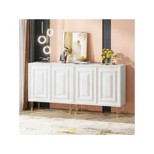 Storage Rack  Tribesigns Sideboard Buffet 63 Inch Modern Kitchen Accent With 4 Doors And Storage Shees White Credenzas Console Bar Cabinet For Living Dining Room Entryway Office