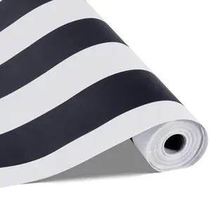 VEVOR Peel and Stick Wallpaper, 17.7 x 590.5 inch Contact Paper Black White Modern Geometric Waterpoof Self Adhesive, Easy to Clean Wall Decorative Vinyl Roll for Bedroom Kitchen Bathroom Office