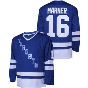Men's Blue Ice Hockey Jersey V-Neck Long Sleeve with Stitched Letter & Number All-Season Comfort Regular Fit for Sports Parties Casual Wear Sizes S-3XL