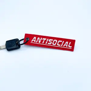 Antisocial Jet Tag Keychain | Red | JDM Meme Funny Sheeesh Racing Muscle Drift Car Truck Key Motorcycle Bike
