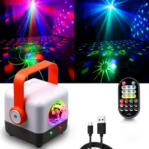 2-In-1 Disco Ball Party Light with Sound Activation and LED Pattern Projection, RGB Laser, Remote Control, Ideal for Parties and Events