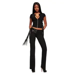 ISELDA FRINGE PANT - BLACK