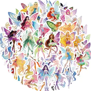 Butterfly Fairy Pattern Sticker, 50pcs/set Waterproof Self Adhesive Decor Paper, Decor Sticker for Gift Greeting Card Water Bottle Laptop Phone, Ornaments