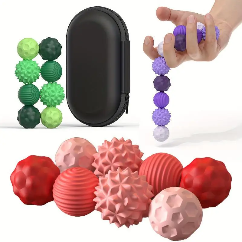 8Pcs Squishy Silicone Magnetic Fidget Ball Set - 8 Piece Squishy Pack, Elastic Texture, Quiet Sensory Experience, Portable Storage Case, Desk Stress Relief Toy for Adults, Office Anxiety Relief Gadget