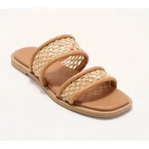 Seychelles Crotchet and Leather Padded Slide Sandals- Water Lily