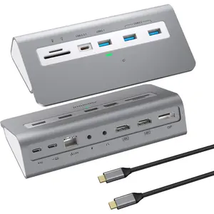 USB C Laptop Docking Station Dual , 14 in1 USB Hub Multiport Adapter with Dual 4K HDMI+DisplayPort,10Gbps USB A/C 3.1 and 2 USB 3.0,100W PD,Laptop Dock for //Windows/