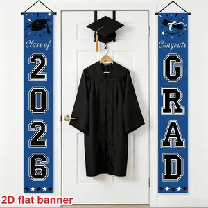 2026 Graduation Decoration, Porch Banner Party Supplies, Custom Banners, Suitable for Any School or Grade, Blue, Gold, Graduation Decorations