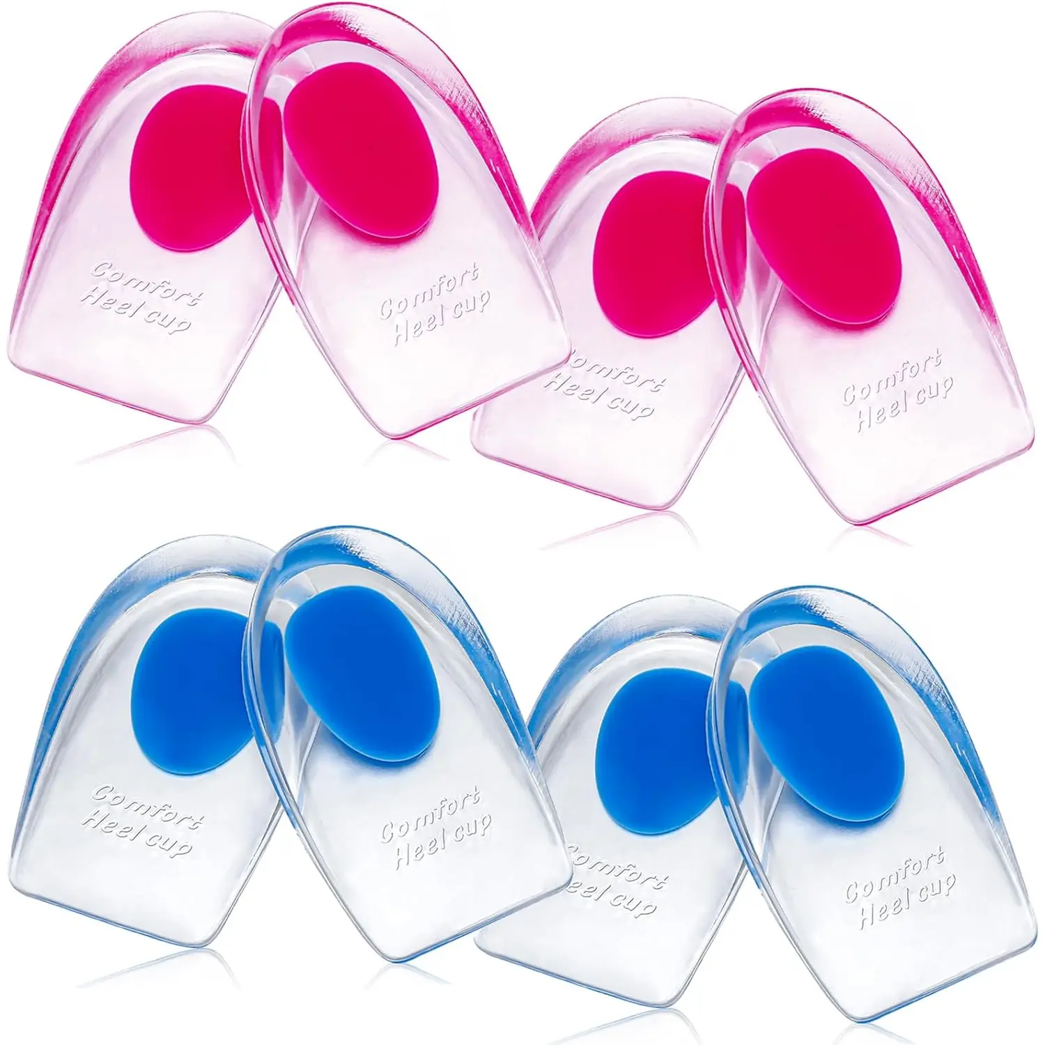 8 Pack Gel Heel Pads for Achilles Tendonitis & Plantar Fasciitis Relief - Shock Absorbing, Reusable Heel Cushions with Adhesive Backing for Foot Pain Support for Men\/Women(Medium Size)