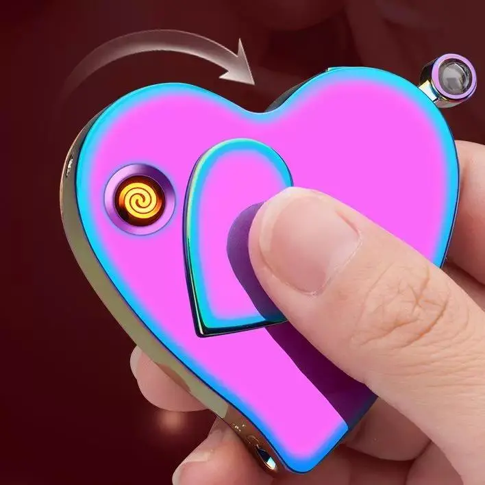 Memorial Day Limited-Time Activity Windproof Adjustable Gas-Electric Dual-Purpose Love Lighter - Eye-Catching Home Decor Accessory, Suitable for Birthday Gifts (Requires Butane Gas Refill or Charging to Ignite), Accessories