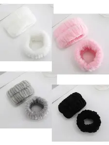 2 Pairs Wrist Bands for Washing Face Wrist Spa Microfiber Wash Towel Band Scrunchies Practical Double Pack Absorbent Wristbands Sweatband for Women Prevent Liquid from Spilling