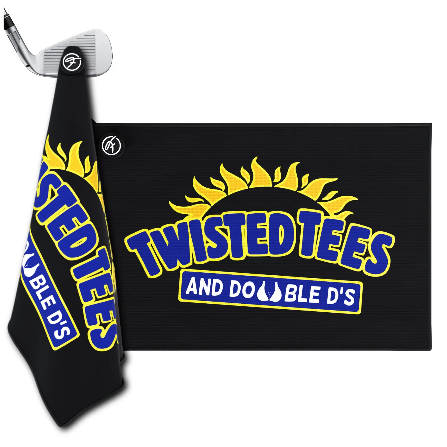 Fore Show Magnetic Golf Towel (Twisted Tees) Waffle Microfiber with Magnet for Golf Bags, Carts & Clubs - 24” x 16” Funny Golf Gift Accessory For Men