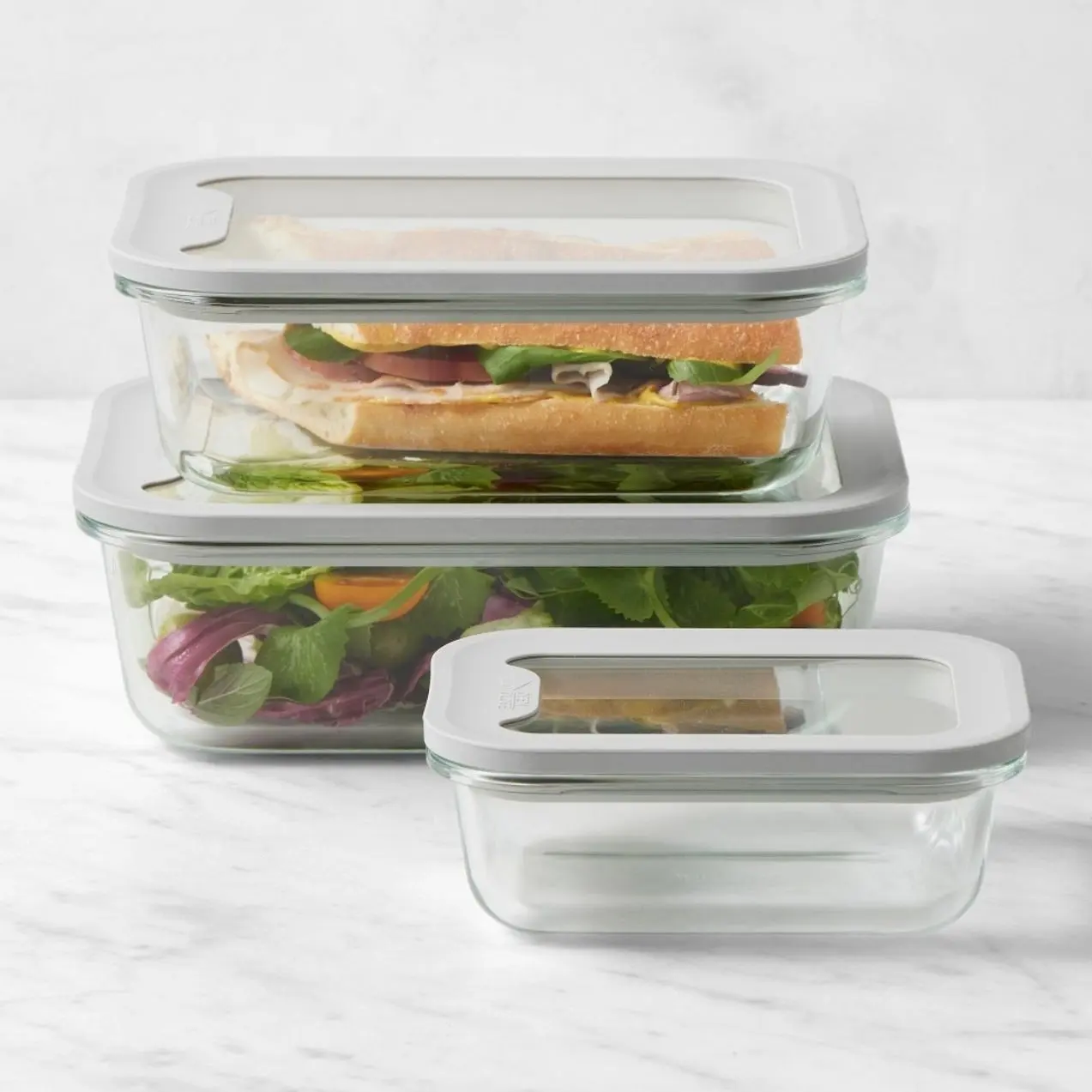 Hold Everything Rectangular Food Storage with Glass Lids, 6-Piece Set