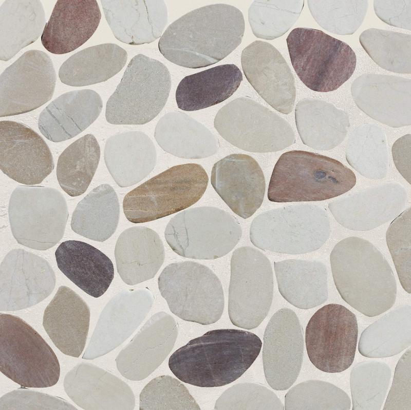 Random Stone Mosaic Tiles, Cherry Sliced Pebble Wall & Floor Tile