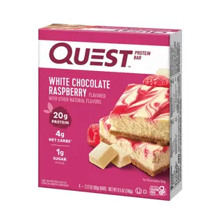 Quest Protein Bar, White Chocolate Raspberry, 20g Protein, Gluten Free, 4 Ct