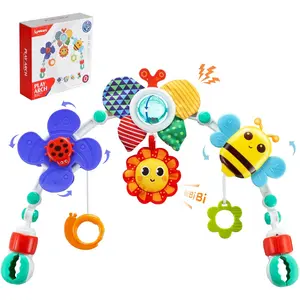 Adjustable Arch Bassinet Toys for Infant & Toddlers, Stroller Arch, Baby Crib Toys with Fascinating Hanging for Stimulating Baby’s Senses and Developing Motor Skills