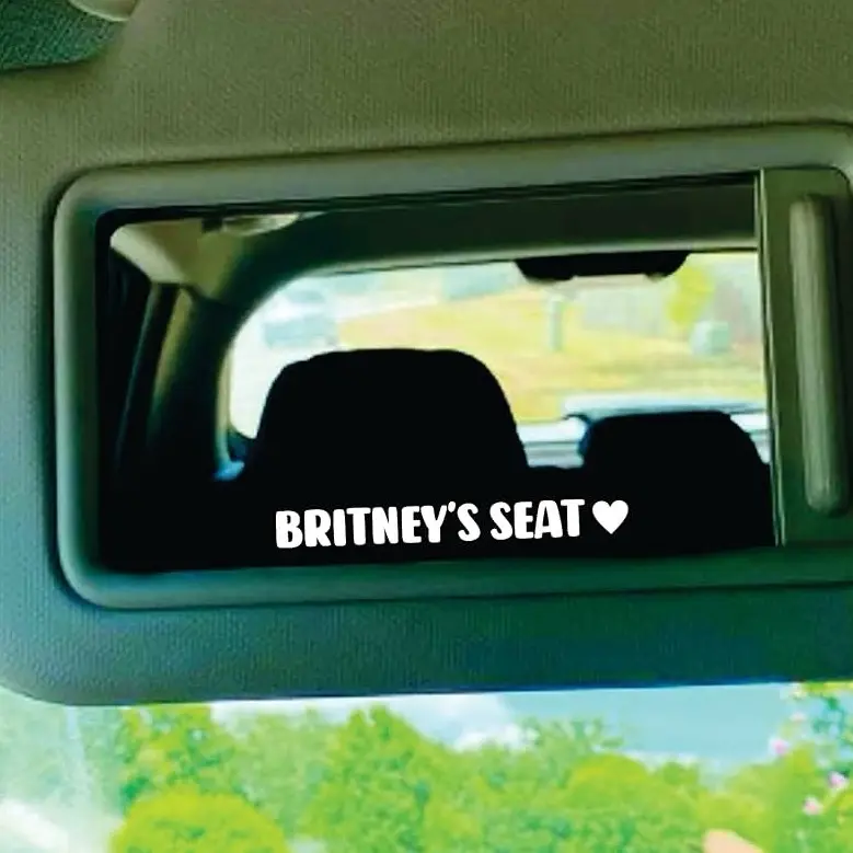 Custom Name Seat Car Decal Truck Bumper Sticker Window Windshield Vinyl Mirror Rearview Sunvisor Girls Customized Personalized