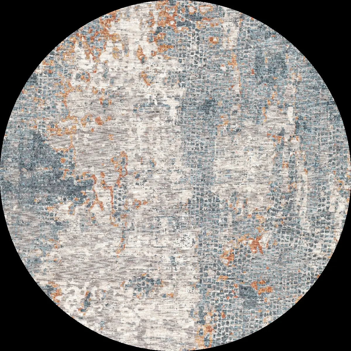 Livabliss CDF2305-67RD Cardiff Round Modern Fluffy Polyester Machine-Woven Rug - 6ft7in, High & Low Type, Medium Pile, Lustrous Sheen, Navy, Denim, Tan, Clay, Sky Blue Multi-Color Household Textile Home Décor Carpet