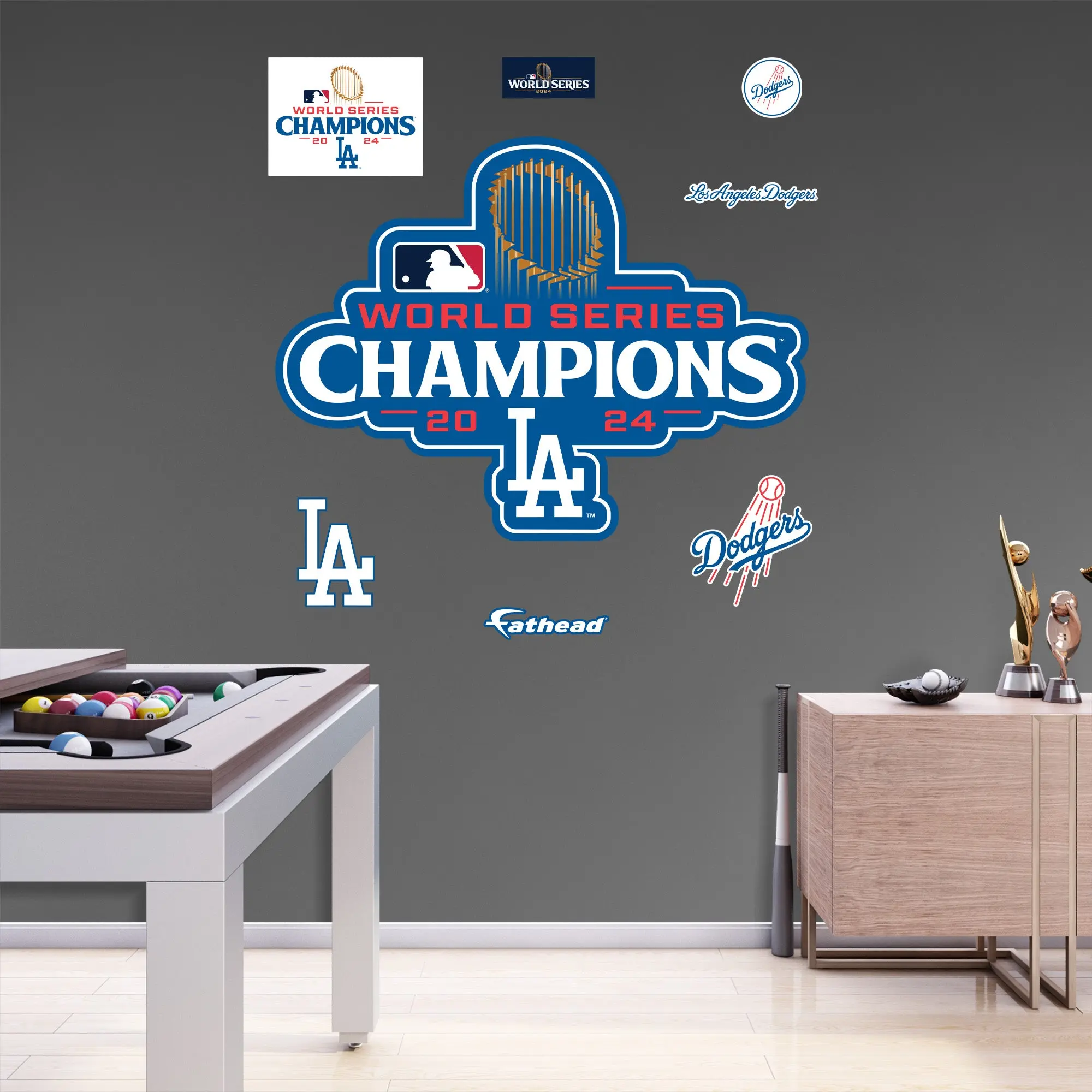 Los Angeles Dodgers - RealBig 2024 World Series Champions Logo Collection - Official MLB - Reusable Vinyl Wall Decals, Removable, Stickers, Room Decor