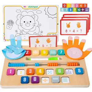 Wooden finger arithmetic board, children's number cognition learning tool, addition and subtraction practice, logical thinking development, hands-on and brain-engaging fun learning, great for parent-child interaction, back-to-school season kids materials