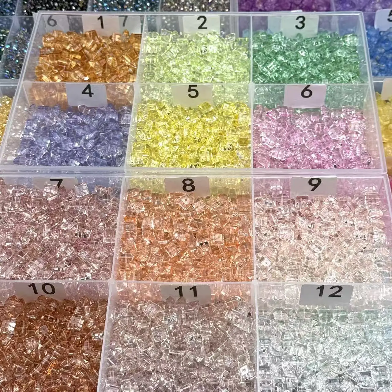 Flat Square Ice Glass Beads for jewelry, 75ml