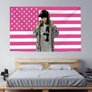 Rock Band T-Tom Kaulitz Custom Flag to Hang Outdoor Decorations Decorative Flags for Rooms Home Garden Flags and Banners Light Peach Tapestry