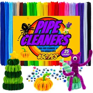 350 count Pipe Cleaners & 100 count Self-Adhesive Eyes.Thick,Soft, Chenille Stems Bulk Set,25 Colors Fuzzy Wire Sticks for Crafts,Gifts,Art Supplies,Art Creative,Room Decor(6mm x 12inch)