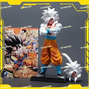 Dragon Ball Super Saiyan Super 5 Goku Figure Double Headed Standing Statue White-hair Action Figure Model Collection Custom Toy