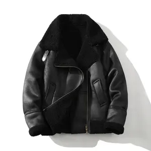 Handmade Men's Winter Thickened Warm Jacket, Limited Edition Moto Style, Fleece-Lined Retro Outdoor Windproof Outerwea