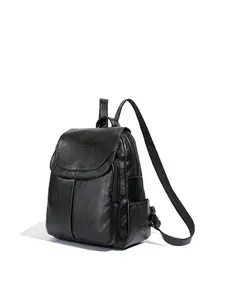 New Women's Shoulder Bag Soft Leather Flap Backpack Large Capacity Commuter Travel Bag High-End Fashion PU Leather Casual British Style