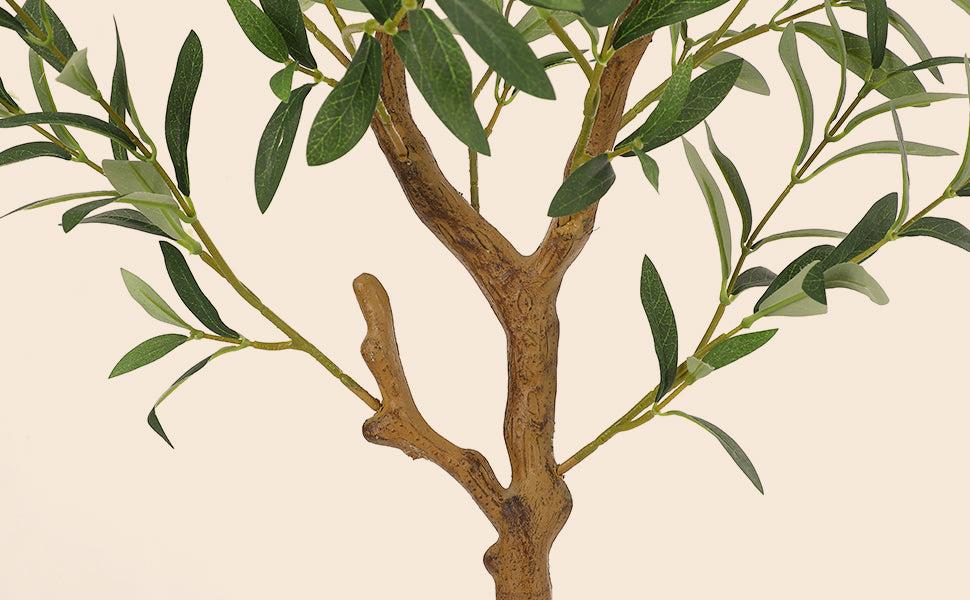 【GARVEE】Artificial Olive Trees in 4.25FT, 5FT, and 6FT Heights with Realistic Fruits, Natural Wood and PE Trunks, Adjustable Branches, Easy Assembly, and Safe Materials for Home and Office Decor