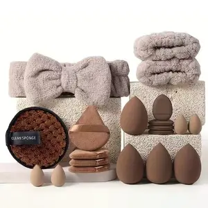 20-Piece Makeup Sponge Set, Latex-Free Beauty Sponges, Foundation Applicators, Hairband, Cleaning Sponge, Soft Makeup Tools Kit
