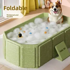 Pet Bath Tub Foldable Easy Storage, Cat & Dog Washing Tub with 4-Layer Thickened Material, Quick-Dry & Anti-Bacterial, Perfect for Pet Bathing, Dog & Cat Water Play, Can Also Be Used as Litter Box