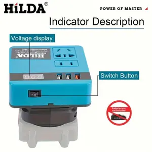 Hilda 21v Inverter Lithium Battery Converter Compatible with Makita, Perfect for Outdoor Camping, Construction Sites, Christmas Use (no Batteries)