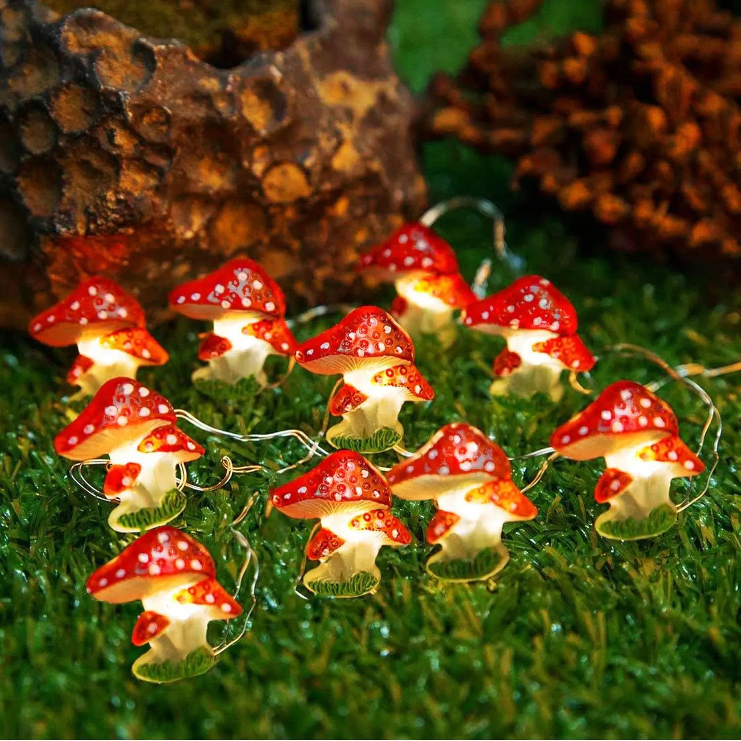 Mushroom Decor String Light Cottagecore Room Decor 10FT 30 LED Cute Fairy Light  Operated Mushroom Decorations Lights for Christmas Bedroom Dorm Party Wedding Patio