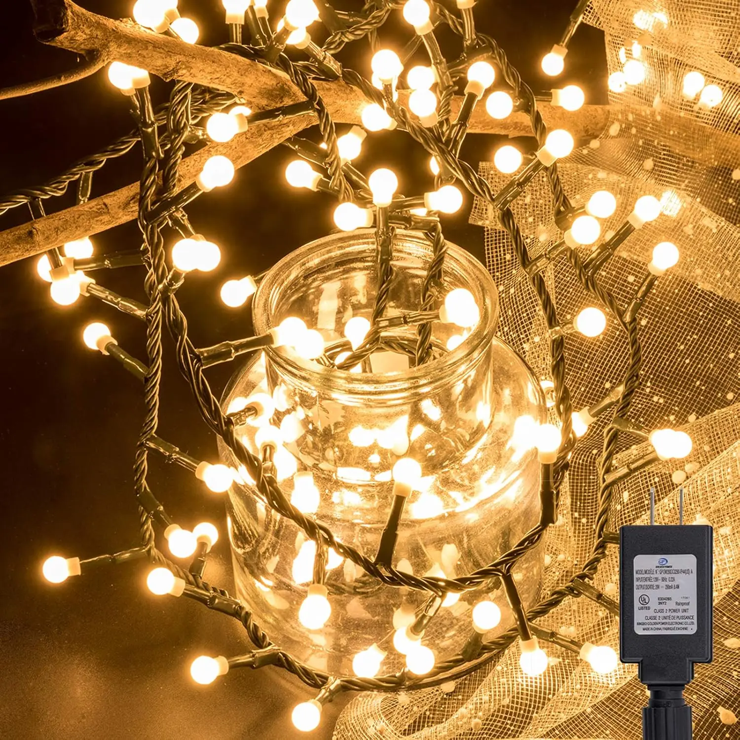 500LED 49ft Christmas Cluster Lights Fairy String Light Xmas Tree Decor | Cluster Lights for Christmas Tree String Lights for Home, Garden, Wedding, Party & Xmas Tree Decor Indoor & Outdoor Use