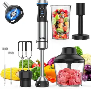Black Friday Ganiza Electric Immersion Blender Handheld, Max 1000W, 16 Speed, Stainless Steel, 800ml Mixing Beaker, 600ml Chopper, Whisk and Milk Frother Household Appliances Multifunction Durable