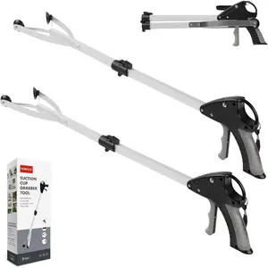 32" Tool, 2-Pack Foldable with Suction Cup Grip, Pick Up Tool Grabbers for Seniors, Trash Picker for Indoor & Use