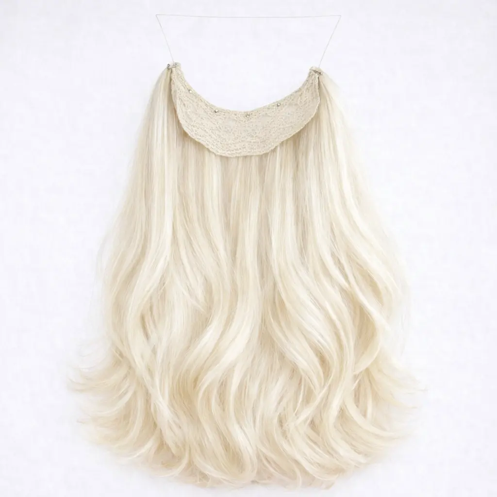 Wavy Halo Hair Extension, A Premium and Convenient Real Human Hair Piece Offering a Seamless and Versatile Solution for Effortless Style, Water Wave, Natural Straight, 3A, Curly Wave, All Hair Types