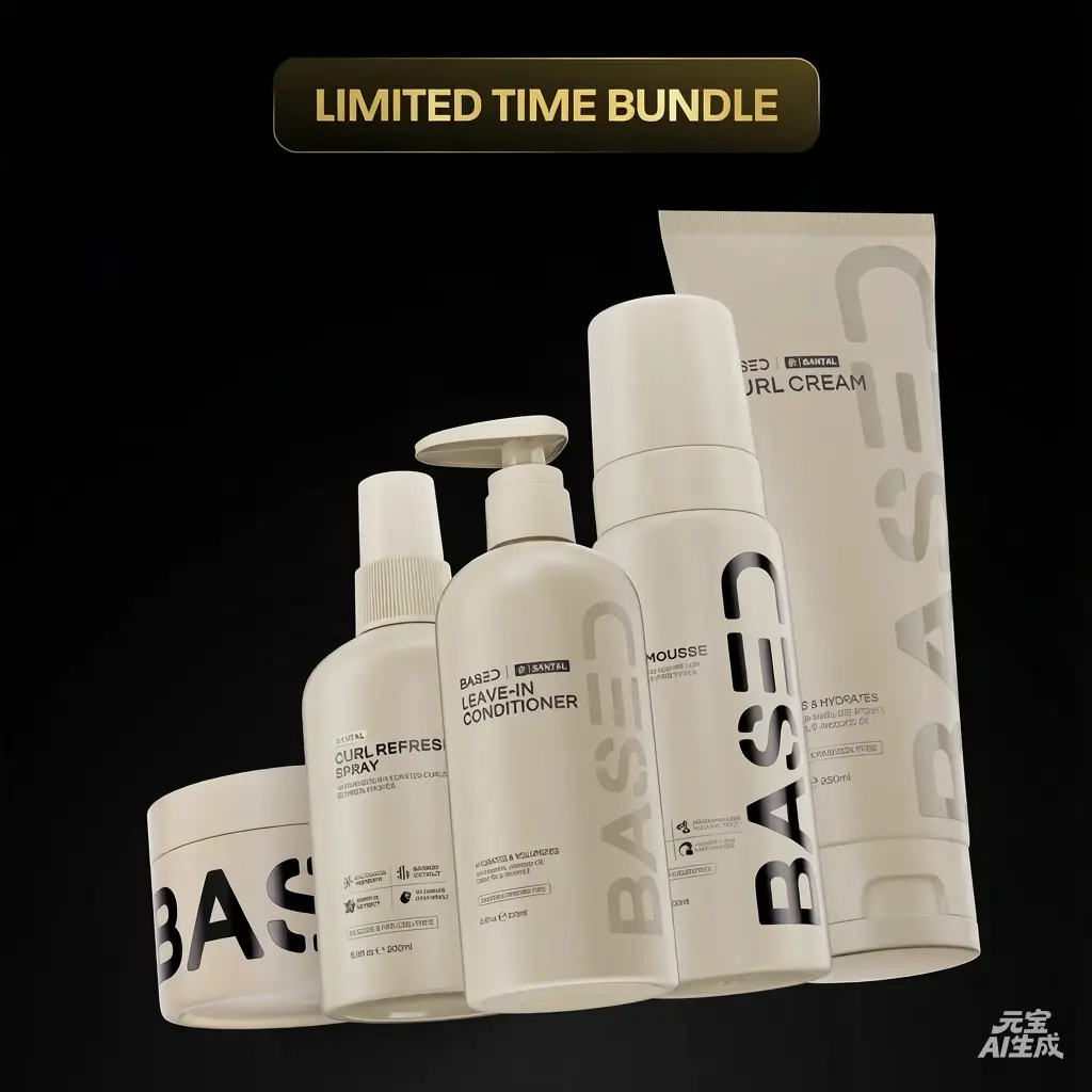 BASED Complete Curly Kit | Curl Mousse, Curl Gel, Curl Refresh Spray, Curl Cream, Leave-In Conditioner & Comb | Simple, Effective, BASED.