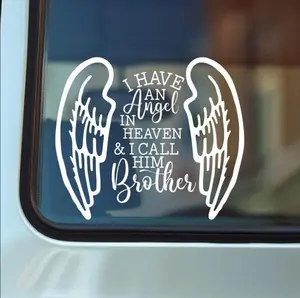 Brother Memorial Vinyl Decal, Ornament Sticker, Remembrance Gift, Angel Wings