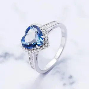 925 Sterling Silver Heart Shape 2.47Ct Natural Iolite Blue Mystic Quartz Gemstone Rings For Women Fine Jewelry GB