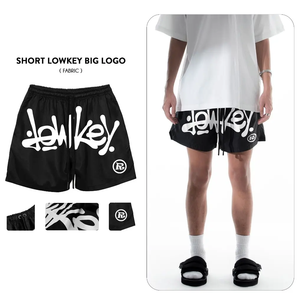 Lowkey Big Logo Parachute Fabric Shorts - Black