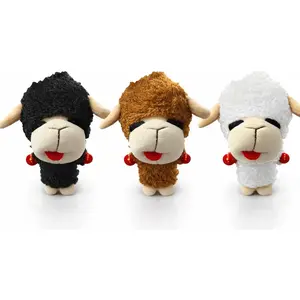 Multipet Knobby Noggins Lamb Chop Dog Toys| Lambchop Knobby Noggins Pet Toy| Squeaky Dog Toy Plush| 3 Pack (Black + Brown + White) (5")