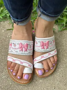 Coquette Mexican 3D White Toe Sandals with Bows, Comfortable Footwear for Summer, Ideal for Girls, Summer Footwear