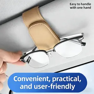 Multifunctional Leather Sunglasses Clip Car Eyeglass Holder, High-End Car Sun Visor Storage Rack, Automotive Glasses Frame
